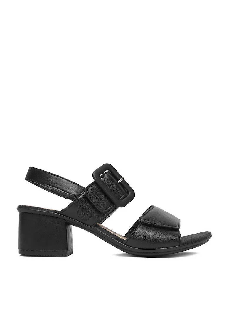 Sandale dama  piele naturala, negru, sistem inchidere Velcro, Negru