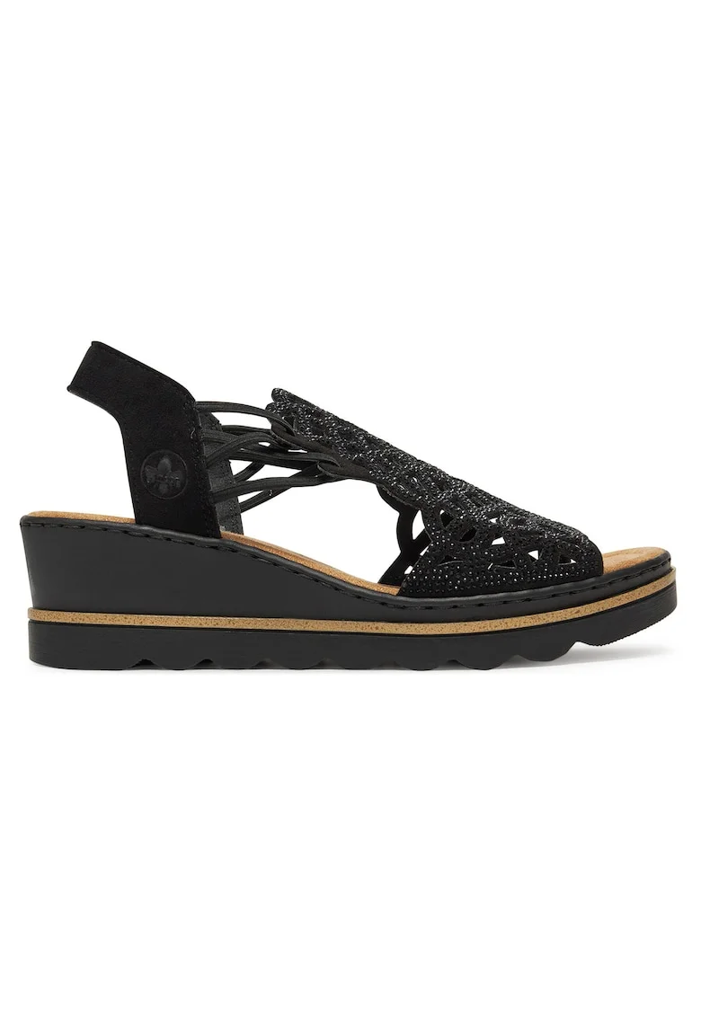 Sandale dama,  negru, textil, Negru