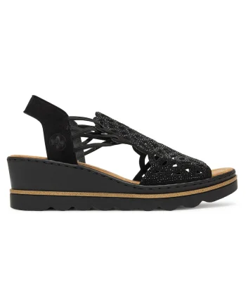 Sandale dama,  negru, textil, Negru