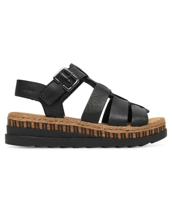 Sandale dama  piele naturala, negru, catarama, Negru