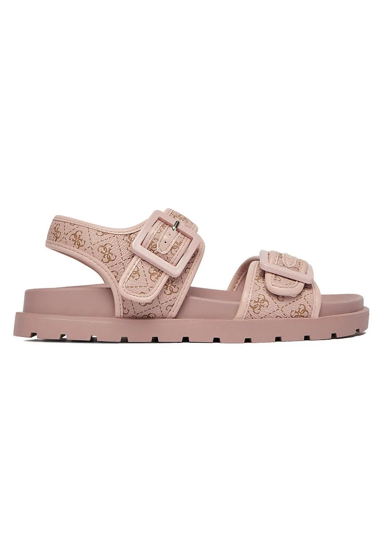 Sandale  roz, piele ecologica, sistem inchidere catarama, Roz