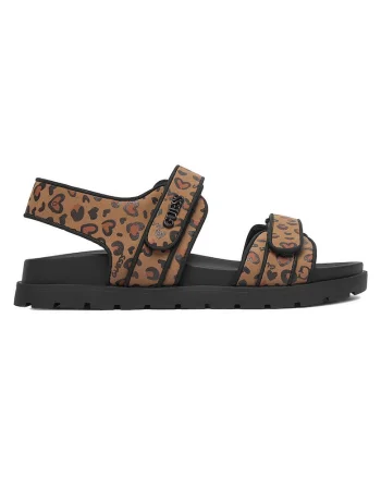 Sandale  maro, textil, piele ecologica, sistem inchidere Velcro, Maro