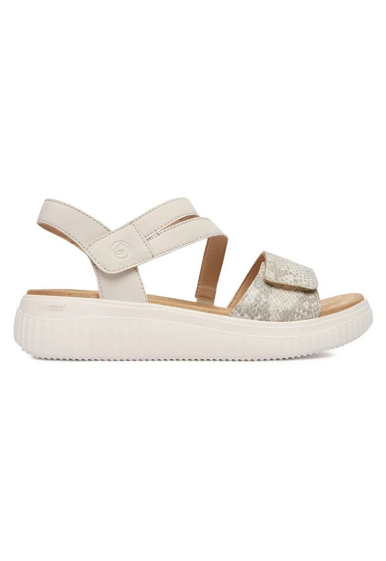 Sandale dama  piele naturala, inchidere Velcro, Bej