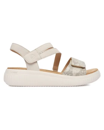 Sandale dama  piele naturala, inchidere Velcro, Bej