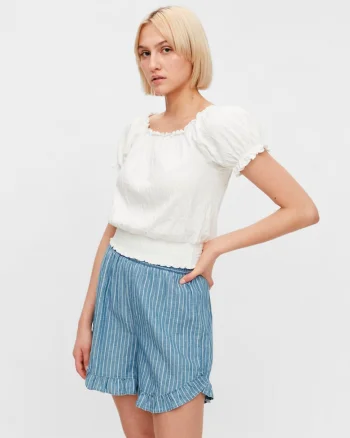 Bluza cu terminatie elastica si maneca scurta, din bumbac organic
