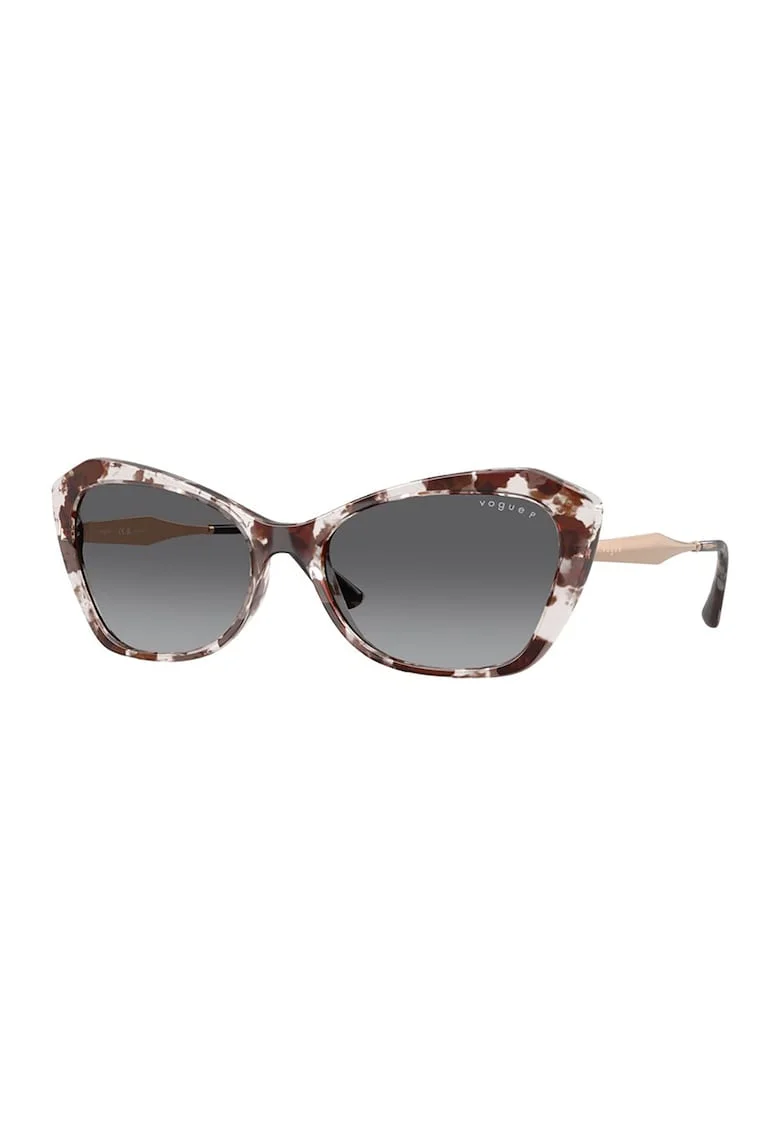 Ochelari de soare cat-eye cu logo, Alb/Auriu/Maro