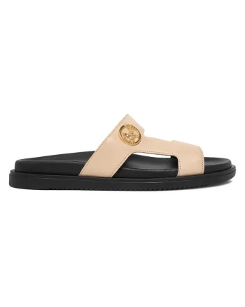 Papuci dama  piele naturala, design elegant, bej, Bej