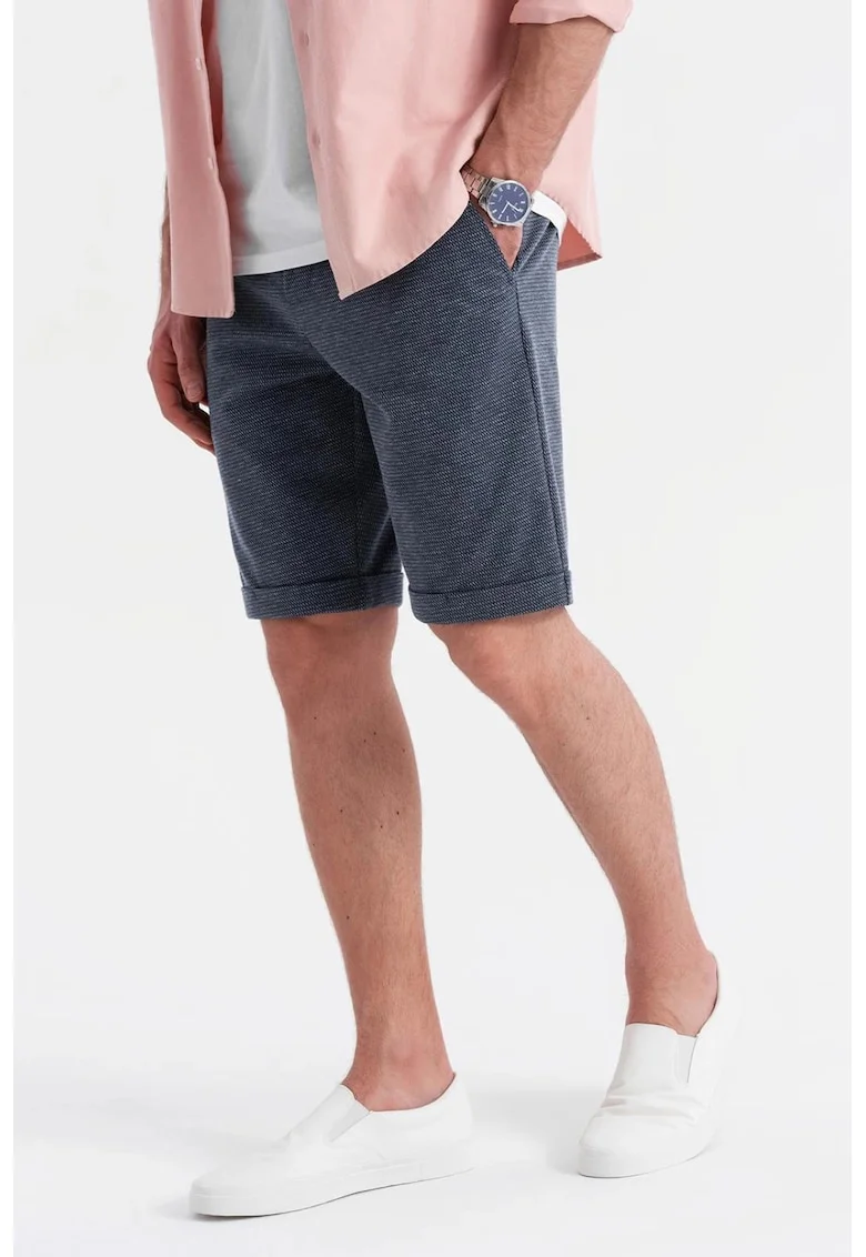 Bermude cu snur de ajustare si terminatii rulate, Albastru inchis