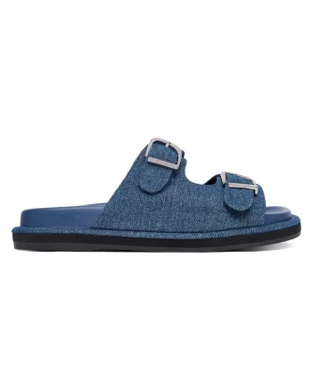 Papuci,  bleumarin, textil, piele ecologica, Bleumarin