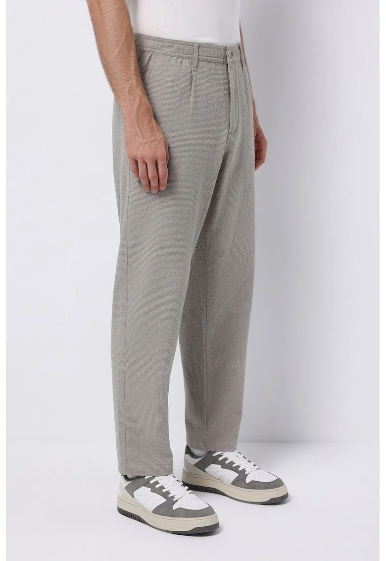 Pantaloni drepti texturati, Maro taupe deschis