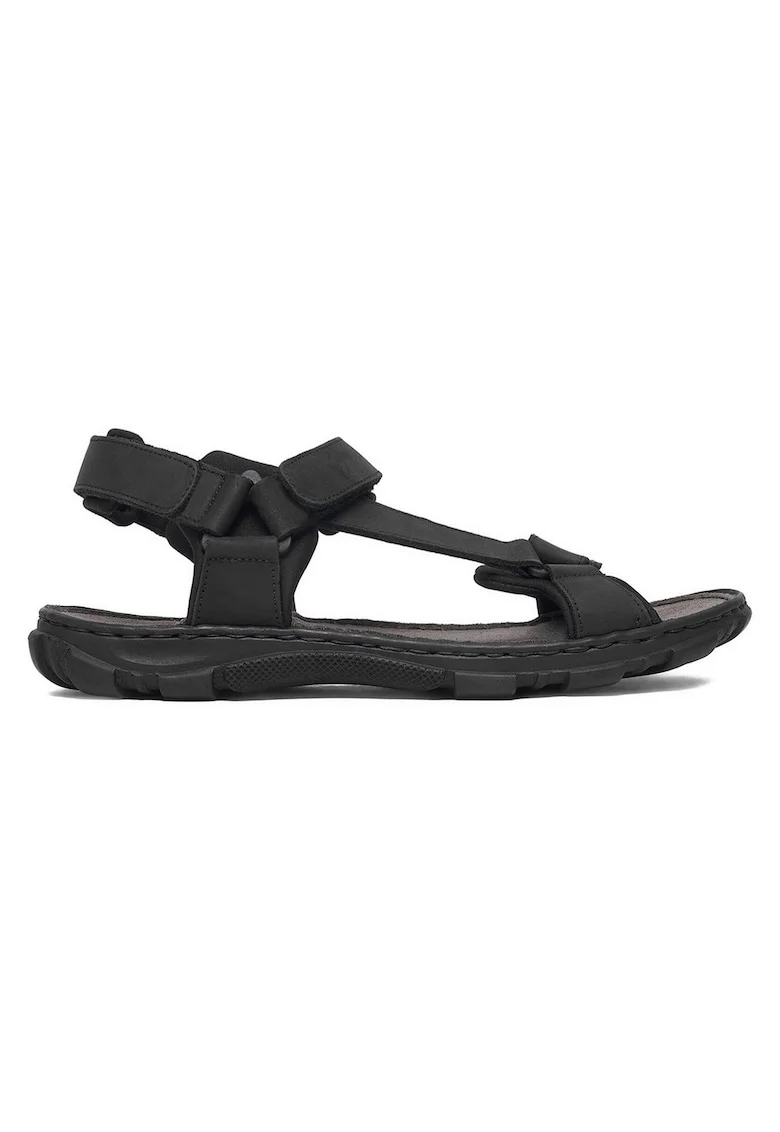 Sandale barbatesti  din piele naturala, negru, sistem inchidere Velcro