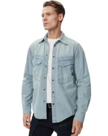Camasa barbati,  denim, albastru, casual, maneca lunga, regular fit
