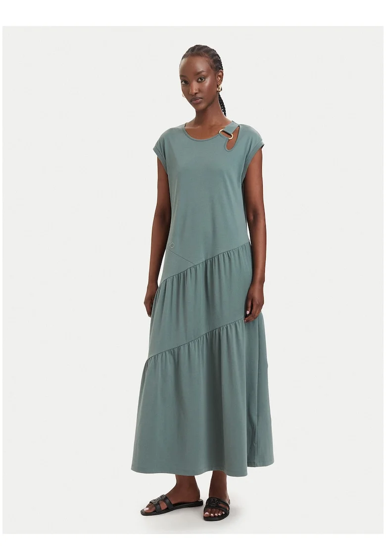 Rochie casual Dama,  verde, bumbac/poliester,