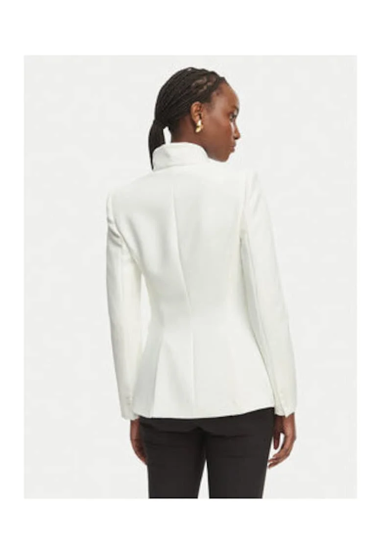 Sacou dama,  alb, material elastic, maneca lunga