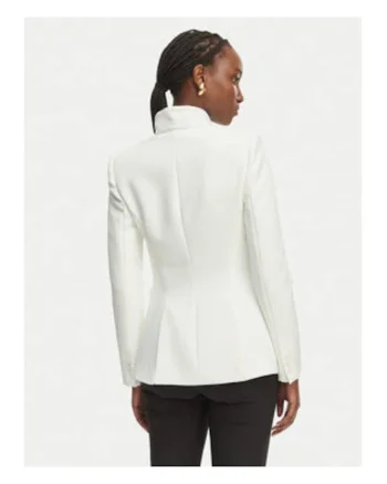 Sacou dama,  alb, material elastic, maneca lunga