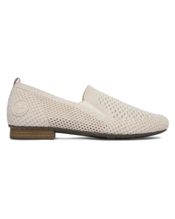 Pantofi dama,  model 51969-90, rotund, bej, textil