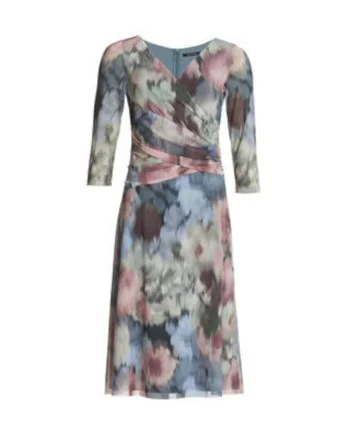 Rochie de cocktail Dama,  Multicolor, 3/4 maneci, floral, poliester