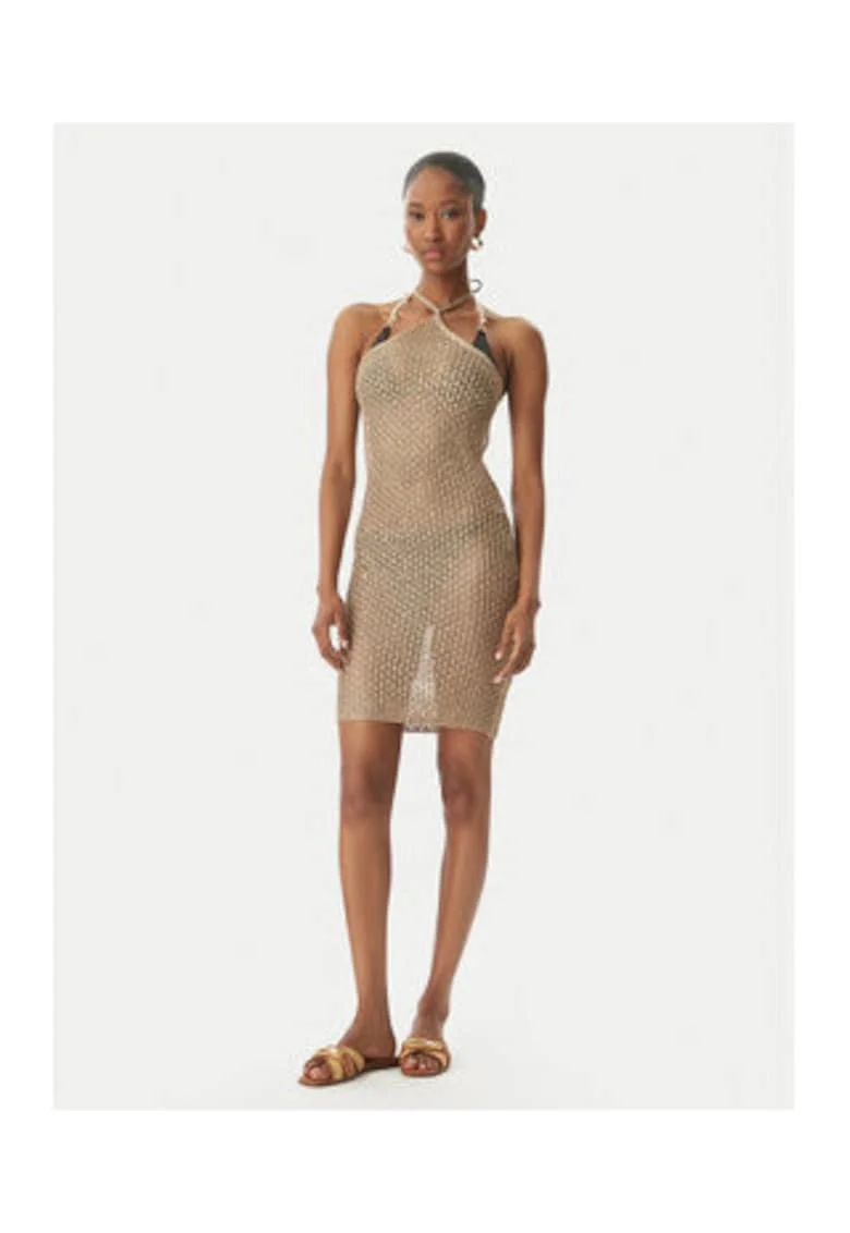 Rochie plaja  bej fara maneci, Bej