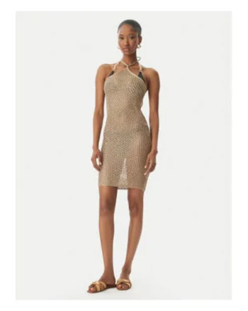 Rochie plaja  bej fara maneci, Bej