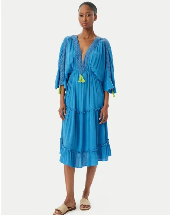 Rochie plaja  midi 3/4, Albastru