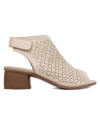 Sandale dama  bej, piele naturala, inchidere Velcro, Bej