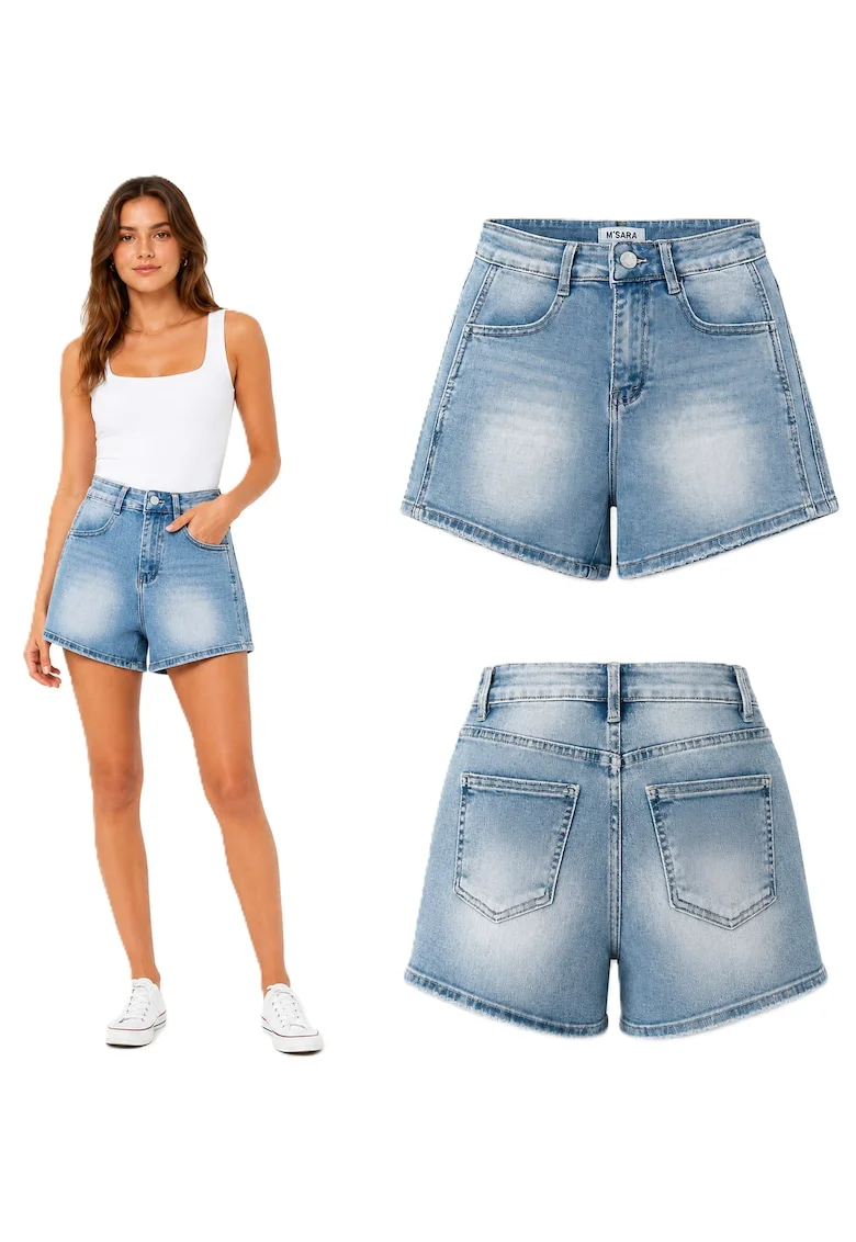 Pantaloni scurti cu aspect decolorat
