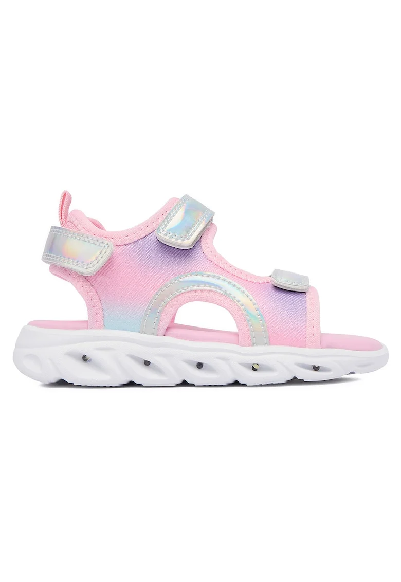 Sandale  roz, textil, piele ecologica, sistem inchidere Velcro, Roz
