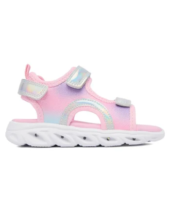 Sandale  roz, textil, piele ecologica, sistem inchidere Velcro, Roz