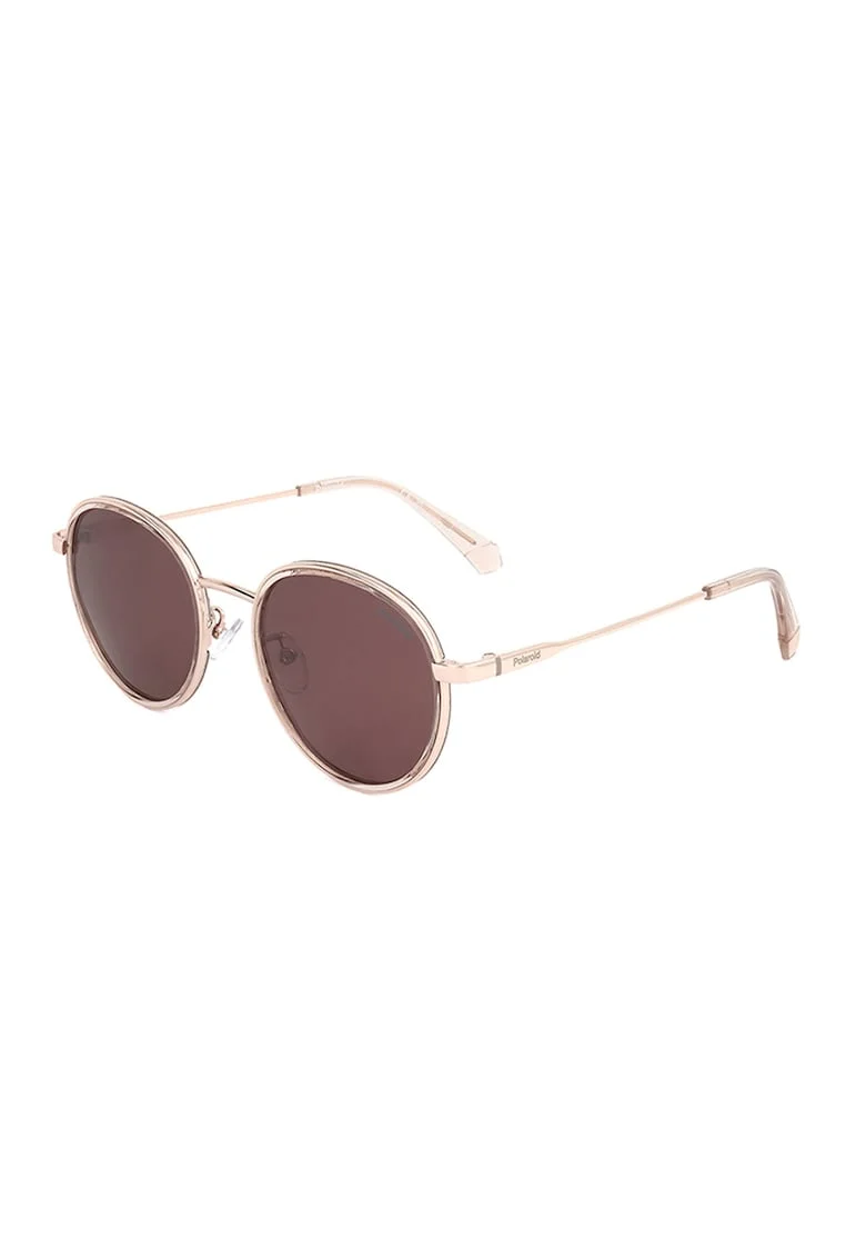 Ochelari de soare rotunzi cu rama metalica, Auriu rose