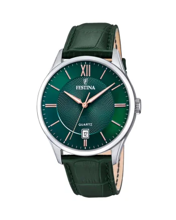 Ceas cu o curea de piele - 75675, Verde