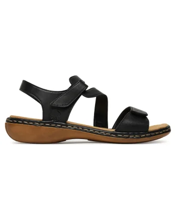 Sandale dama  piele naturala, negru, velcro, Negru