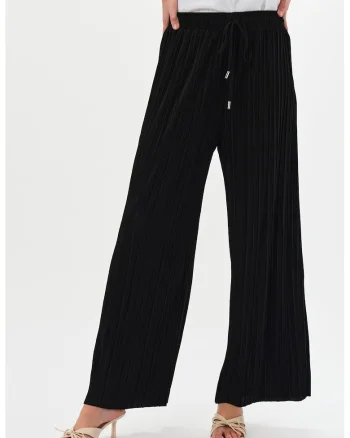 Pantaloni plisati cu croiala ampla, Negru