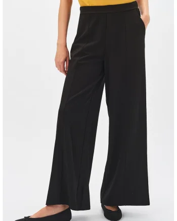 Pantaloni cu croiala ampla si pensa, Negru