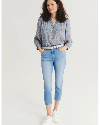 Blugi skinny capri, Albastru pastel