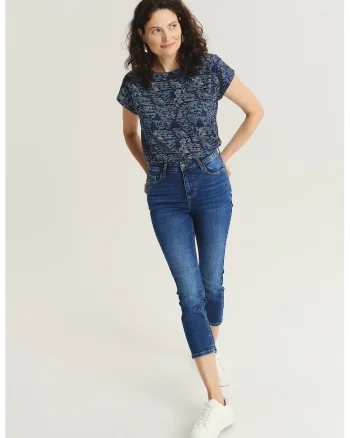 Blugi skinny capri, Albastru inchis