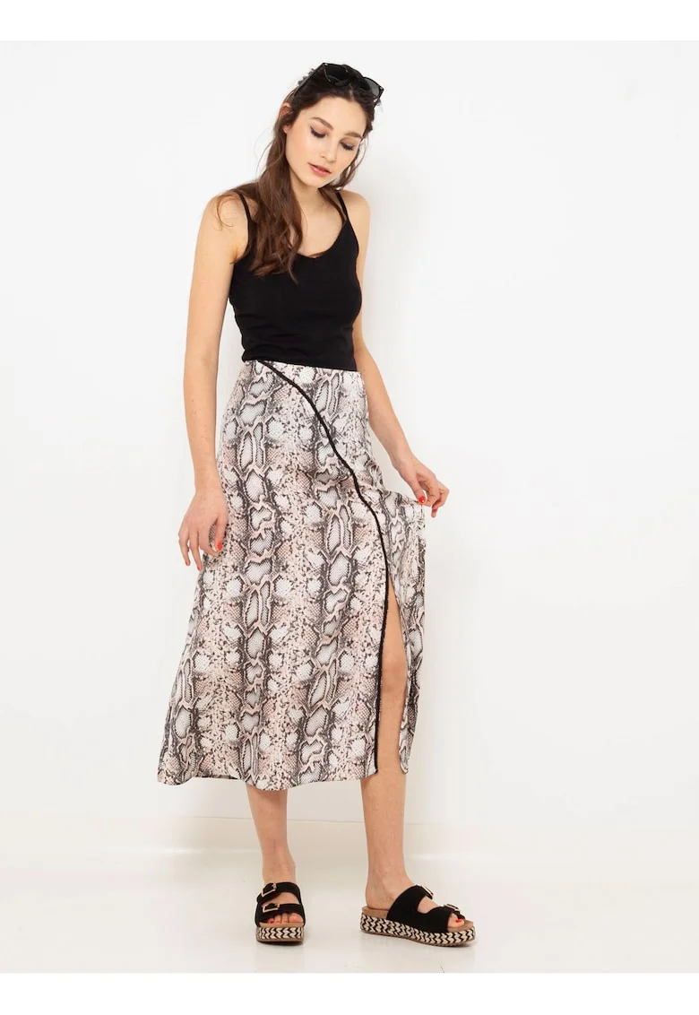 Fusta midi drepta cu slit