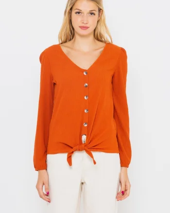 Bluza cu decolteu in V si detaliu nod