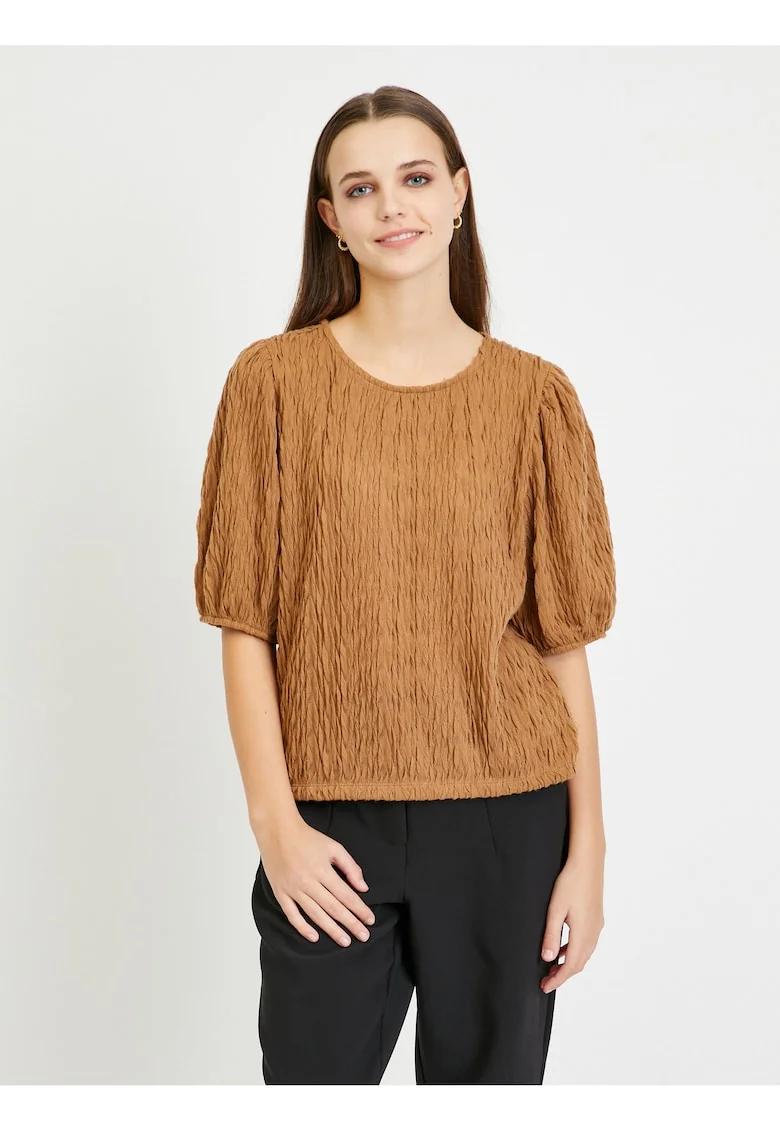 Bluza texturata cu maneci bufante