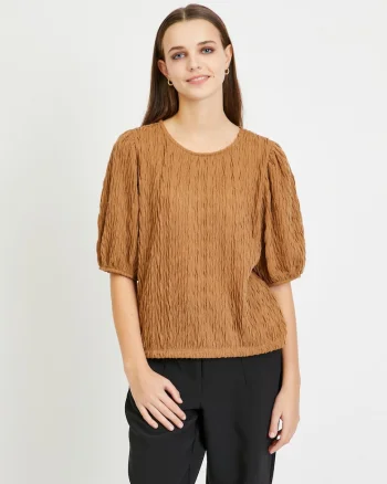 Bluza texturata cu maneci bufante