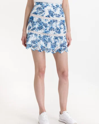 Fusta scurta cu imprimeu floral din bumbac
