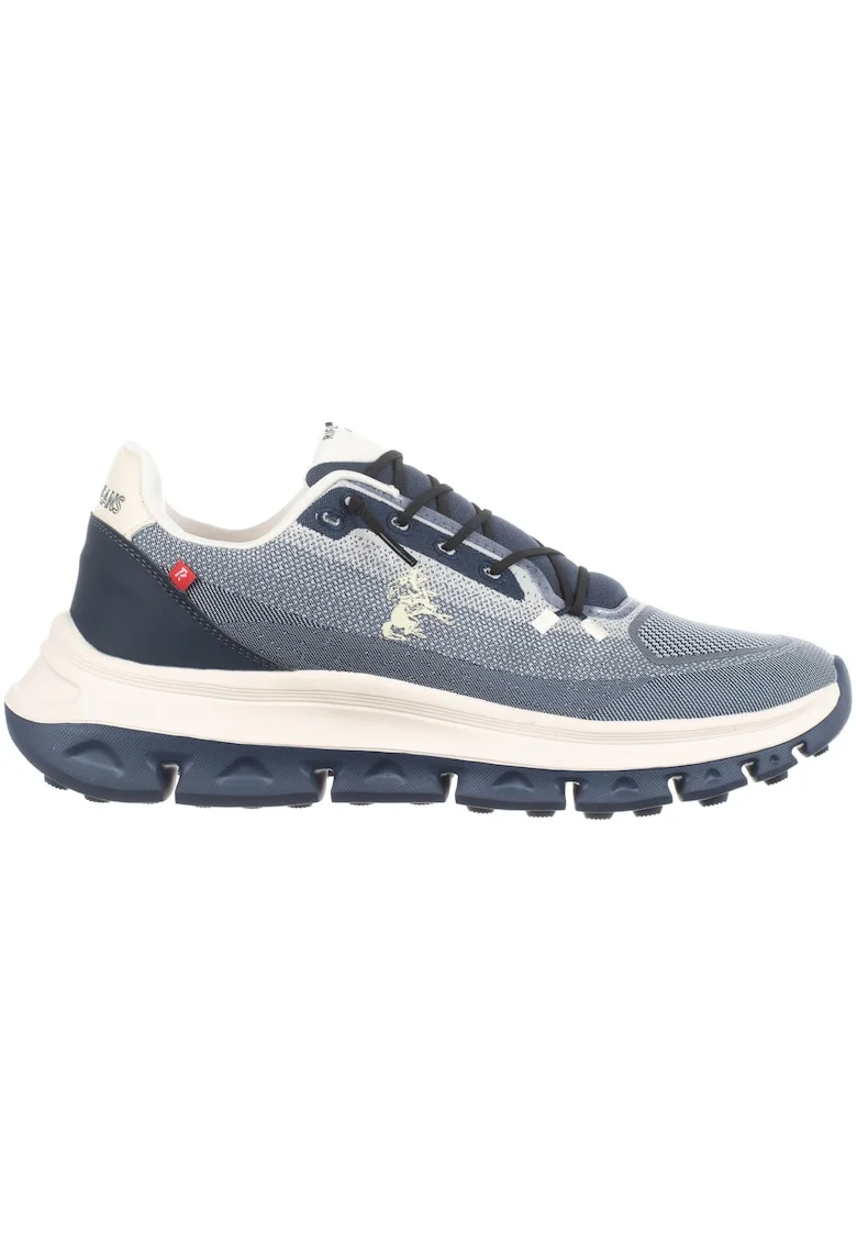Pantofi sport cu detaliu logo, Alb/Albastru, Alb/Albastru