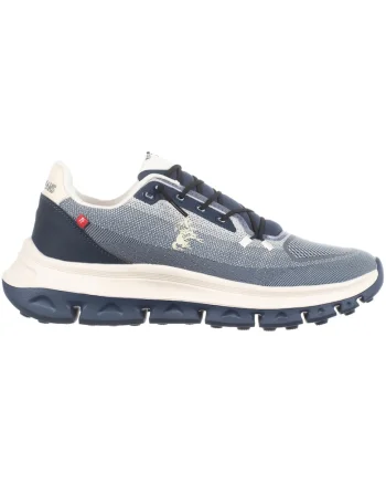Pantofi sport cu detaliu logo, Alb/Albastru, Alb/Albastru