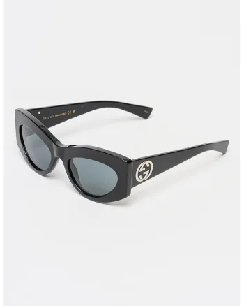 Ochelari de soare cat-eye cu logo, Negru/Argintiu