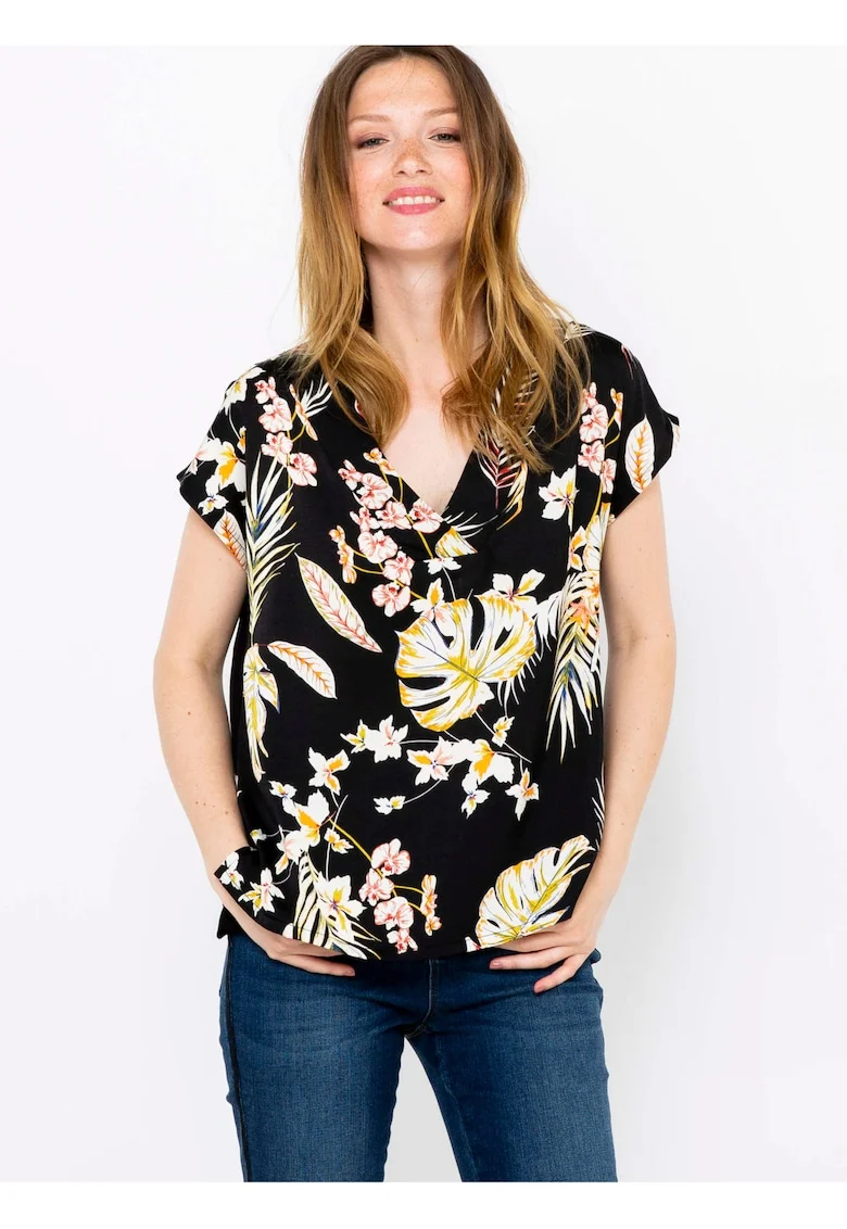 Bluza cu imprimeu floral pe partea din fata