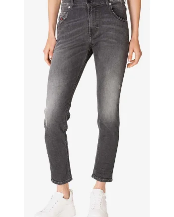 Blugi slim fit crop cu talie inalta