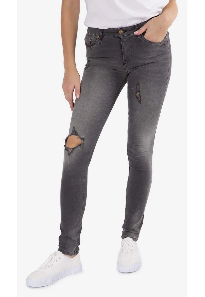 Blugi skinny cu aspect deteriorat Skinzee
