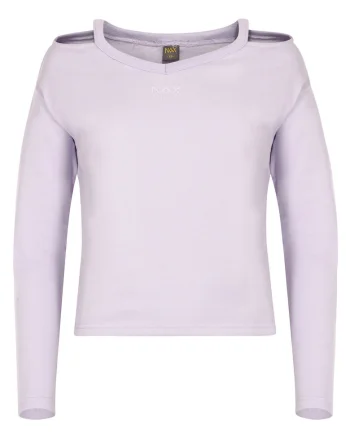 Bluza cu model uni si umeri decupati,