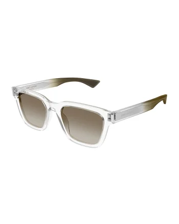 Ochelari de soare unisex patrati, Kaki inchis/Transparent