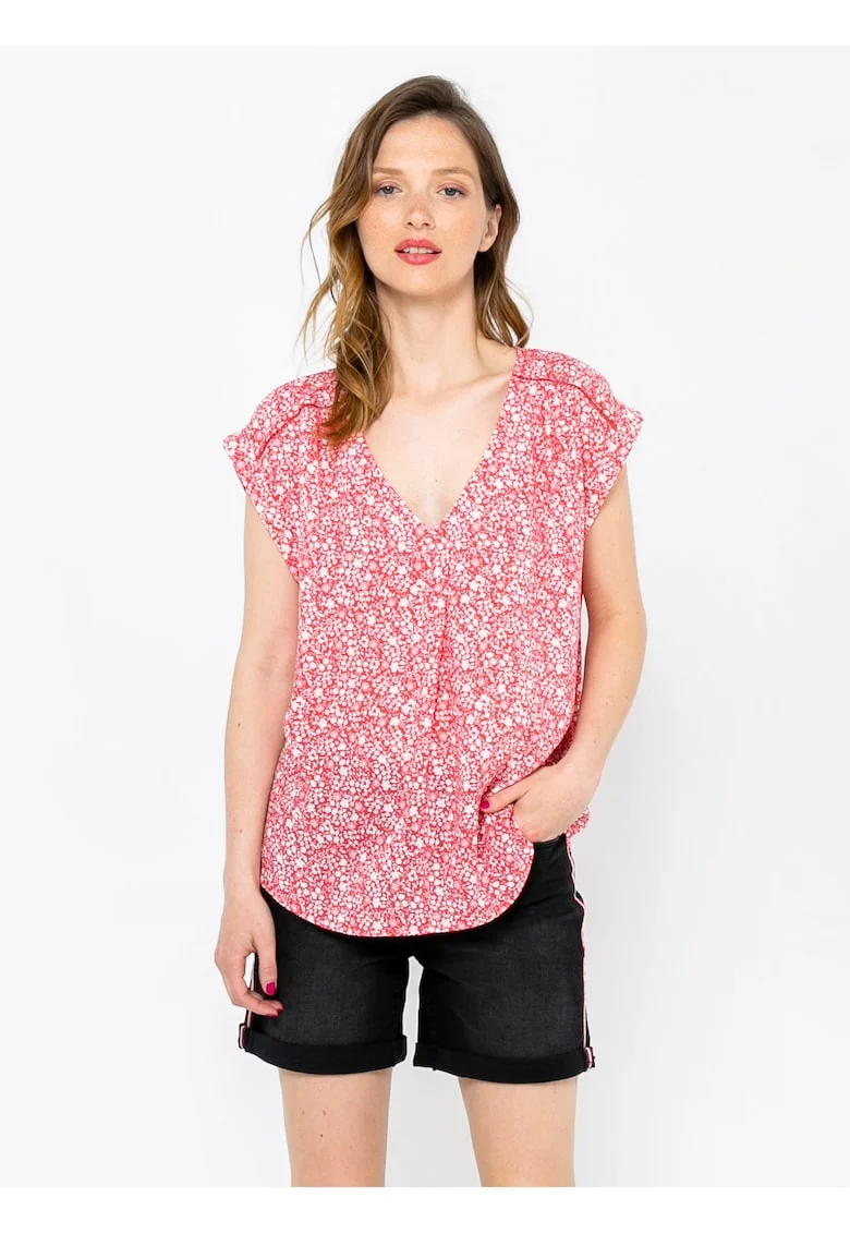 Bluza cu maneca scurta si decolteu in V,