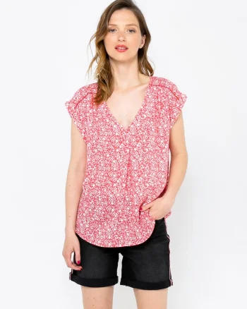 Bluza cu maneca scurta si decolteu in V,